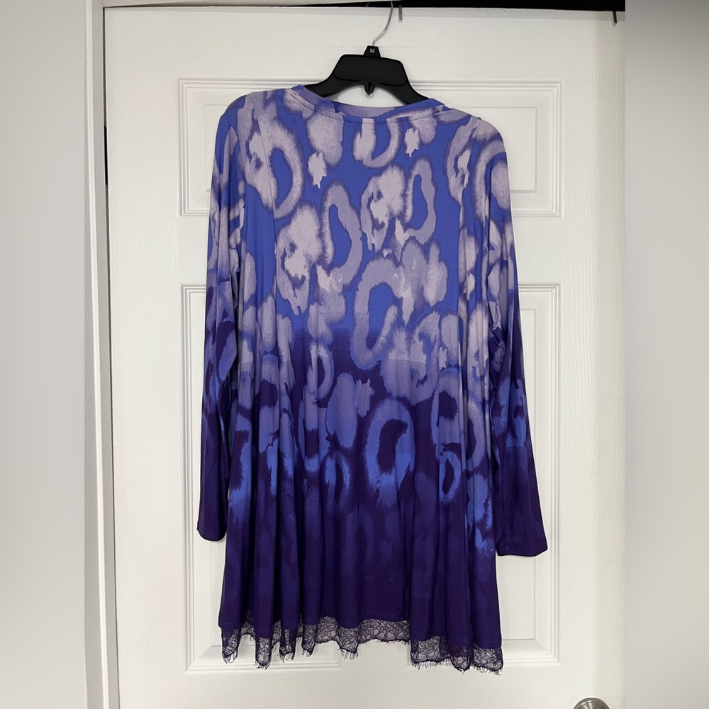 LOGO by Lori Goldstein Blue and Purple Patterned Tunic - Picture 5 of 12